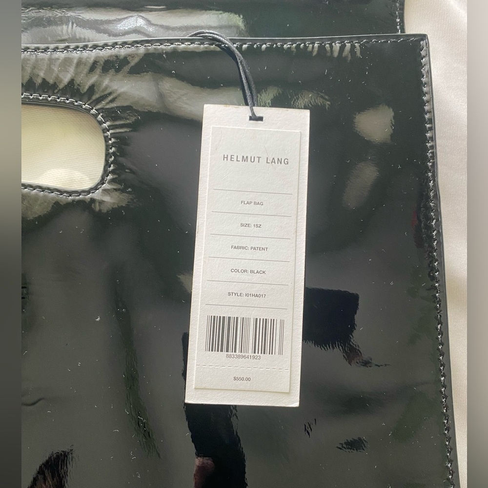 Helmut Lang NWT Black Patent Leather Flap Tote Bag - Picture 6 of 6